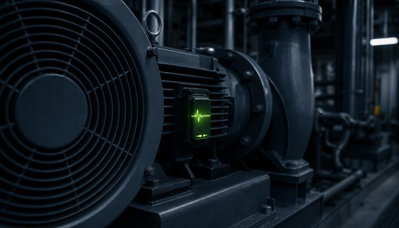 Large HVAC plant equipment with a health-signal indicator.