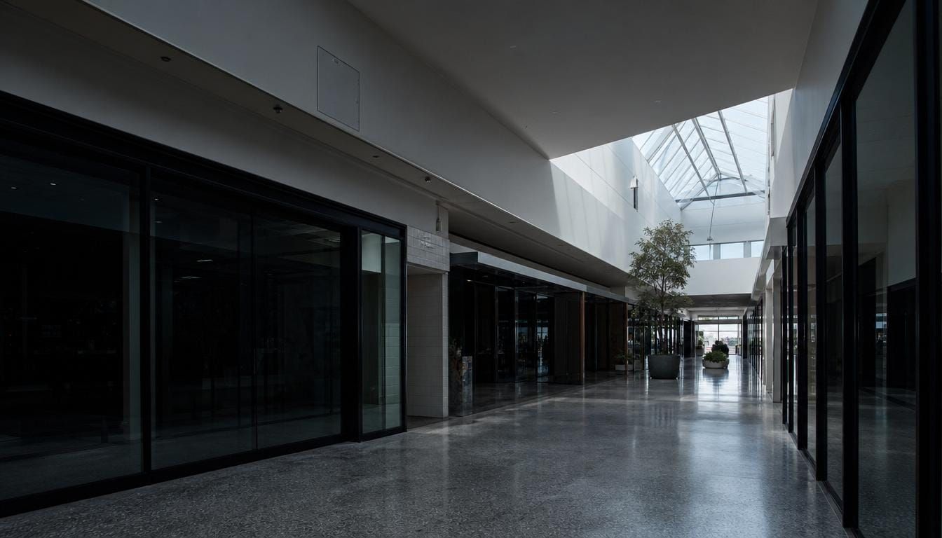 Shopping centre common area with metering visible.